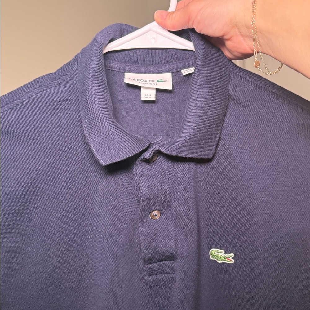 Lacoste Dark Blue Polo with Green Logo - Picture 2 of 5